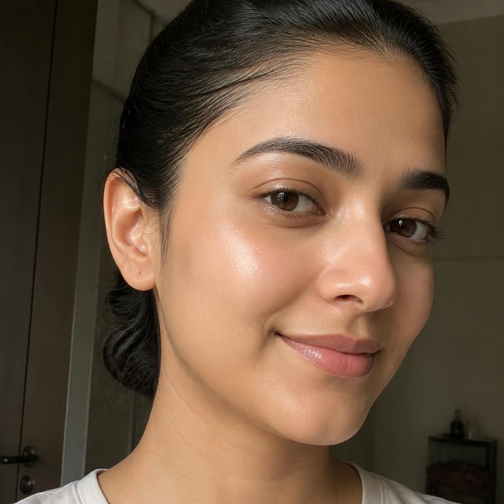 Clear glowing skin after skincare routine